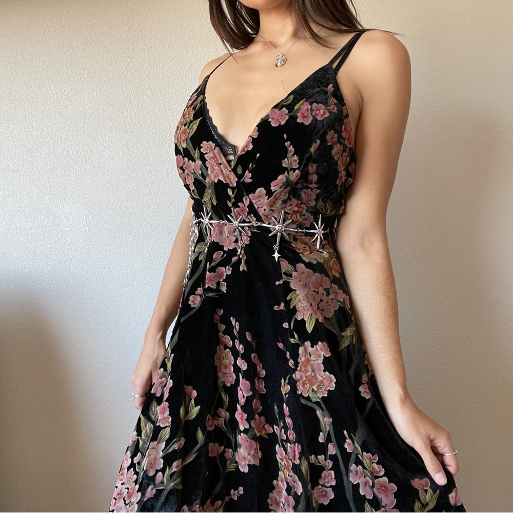 Velvet Floral Midi Dress